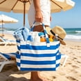thumbnail image 6 of BiFandian Small Beach Tote Bag for Women, Waterproof Sandproof Canvas Beach Bag with Durable Zipper Pockets, Summer Lightweight Beach Tote for Travel, Vacation, Pool, Gym, Shopping and Daily Errands, 6 of 6
