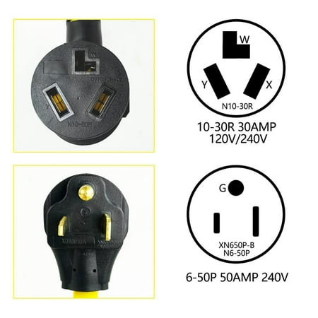 

dryer cord 3 10 ft NEMA 6-50P to 10-30R 240V 30 Amp 3 Male Plug to 3 Female Outlet Receptacle US Plug