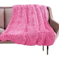 thumbnail image 3 of Homore Soft Fuzzy Faux Fur Throw Blanket, Decorative Shaggy Blanket for Couch Sofa Bed, 60" x 80" , Hot Pink, 3 of 9