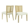 thumbnail image 4 of OUFAN Rattan Dining Chair Without Arms, Boho Chairs with Upholstered, Kitchen Chairs with Vintage Rattan Backrest, Side Chair for Dining Room, Beige, 4 of 9