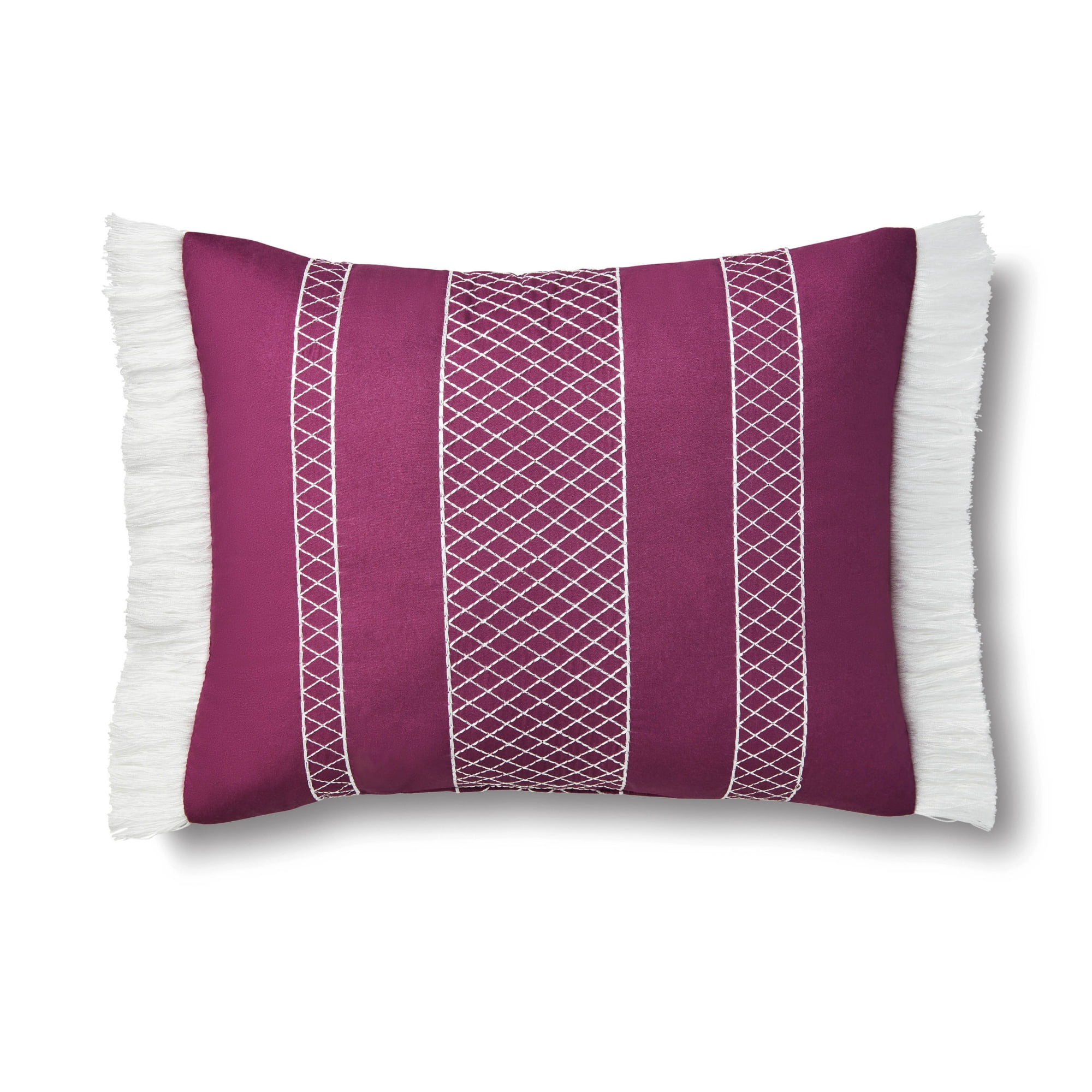 Mainstays 5-Piece Jacquard Comforter Set with Decor Pillow and Throw Purple Flocking Embroidery Bedding Set, Full/Queen