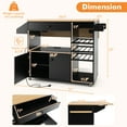 thumbnail image 3 of Gymax Kitchen Island Cart w/ Drop-Leaf & Power Outlet Microwave Shelf Wine Rack Drawer Black, 3 of 10