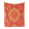 thumbnail image 1 of Abstract Soft Flannel Fleece Throw Blanket, Retro Psychedelic Inspired Flowers Pattern Warm Tones, Cozy Plush for Indoor and Outdoor Use, 50" x 70", Coral Burnt Sienna, by Ambesonne, 1 of 5