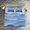 thumbnail image 3 of Ambesonne Scenery Quilted Coverlet 3 Pcs, Nature Theme Silhouette, Queen Size, Blue, 3 of 4
