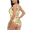 thumbnail image 4 of Gaeub Shiba Inu Dog and Sunflower Women's One Shoulder Ruffle Tummy Control Swimwear for Swimming Surfing Beach Party - Medium, 4 of 8