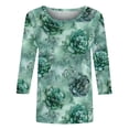 thumbnail image 4 of Tunic Blouse for Women Crewneck 3/4 Sleeve Boho Casual Loose Fit Tropical Leaf Scroll Print Soft Breathable Lightweight Fashion Pullover Summer Fall Tops, 4 of 5