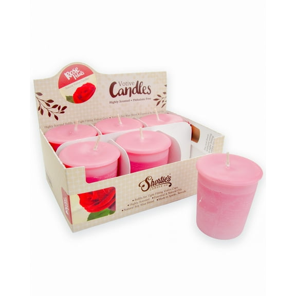 Rose Petals Soy Votive Candles - Scented with Natural Fragrance Oils - 6 Pink Natural Votive Candle Refills - Flower & Floral Collection