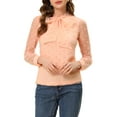 thumbnail image 1 of INSPIRAR CHIC Blusa de Manga Larga Semi Transparente con Puntos de Lunares y Cuello de Corbata para Mujeres Rosa XL, 1 of 6