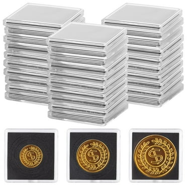 30 Pcs Coin Display Holders, Acrylic Coin Snap Holders, Transparent Coin Holder Cases, 2 x 2 Inch Dollar Display Boxes, Mini Square Coin Capsules for 0.83/1.1/1.18/1.38/1.6 Inch Coins