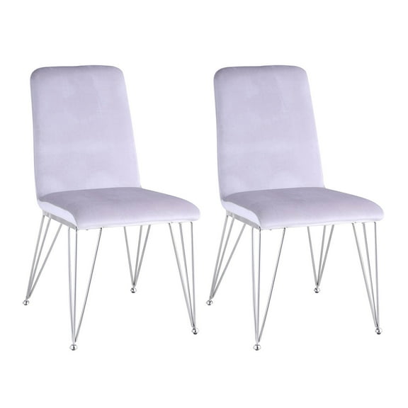 Milan Fiona Gray Fabric Side Chair w/ Polished Stainlesse Steel Frame (Set of 2)