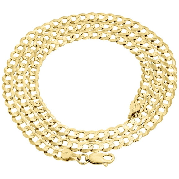 Mens Solid 10K Yellow Gold 4.5 MM Cuban Curb Link Chain Necklace 16 Inches