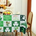 thumbnail image 1 of St. Patrick''s Day Tablecloth for Square Tables 60" X 84".Green and White Check Clover Lucky Trucks Spring Table Clothes.Washable Polyester for Dining Table, Buffet Parties and Camping, 1 of 5