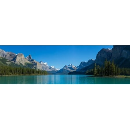 Maligne Lake with Canadian Rockies in the background Jasper National Park Alberta Canada Canvas Art - Panoramic Images (15 x