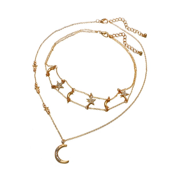 Estrella Personalidad Luna Collar Clavícula Cadena Geométrica Collares Colgantes