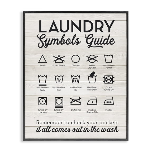 Stupell Industries Farmhouse Rustic Laundry Symbols Guide Black Framed Giclee Art, 11 x 14, by Lettered and Lined