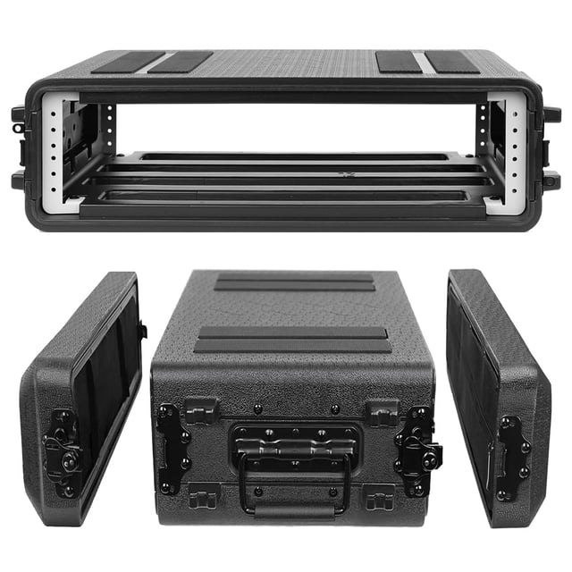 Diandian 2U Rack Case Shallow 12" Depth, 19" Rackmount Flight Case, Watertight Dust-Proof, Shock Mount for Amplifier, Pro Audio, DJ Mixer, Effects with Microphone Compartments