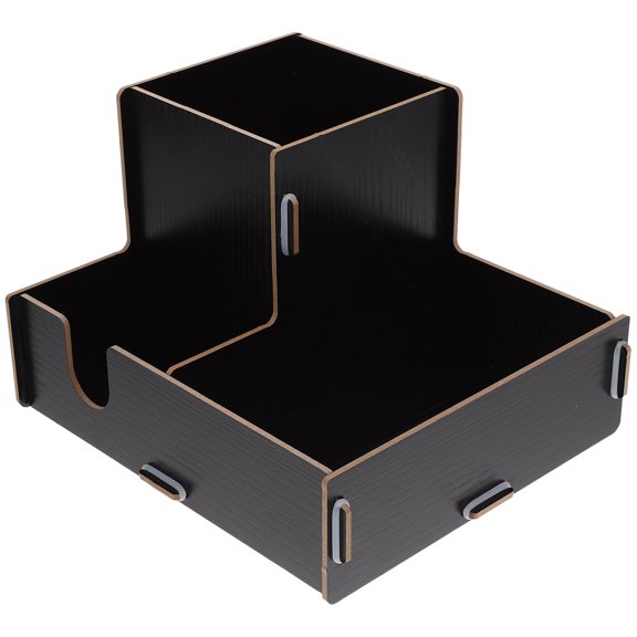 LABSERRON Countertop Paper Cup Stand Black Wooden Coffee Station Organizer