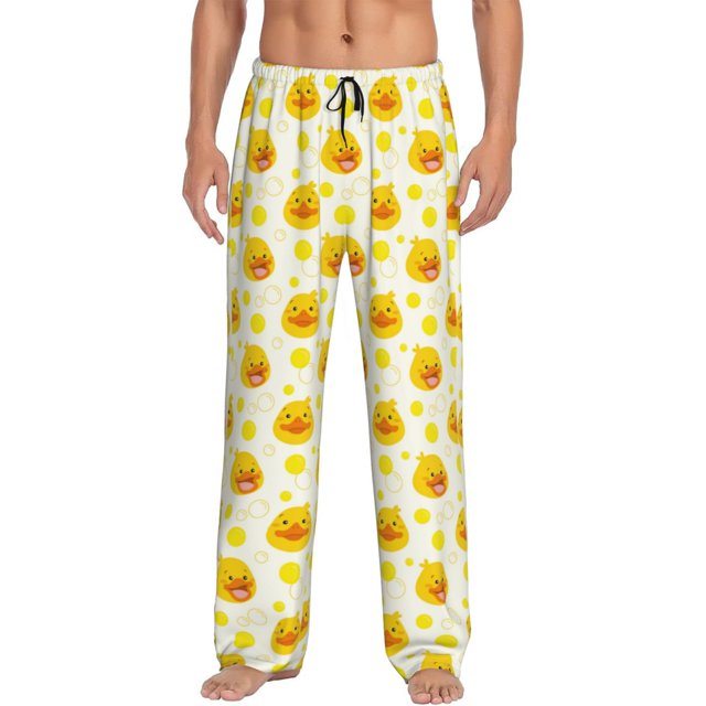 Balery Ducky Cartoon Pantalones de pijama para hombre, pijama ultraligero, pantalón de descanso-XX-Large