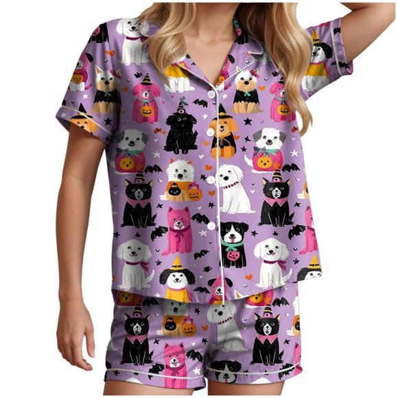 Women's Two Piece Outfits for Women Short Sleeve V Neck Shorts Set
