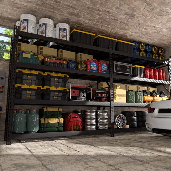 VEIKOUS 91 "W x 24 "D x 87 "H Heavy Duty Garage Storage Shelves with 4-Tier Adjustable Storage Shelves, 8000Lbs Capacity for Warehouse Basement, Black