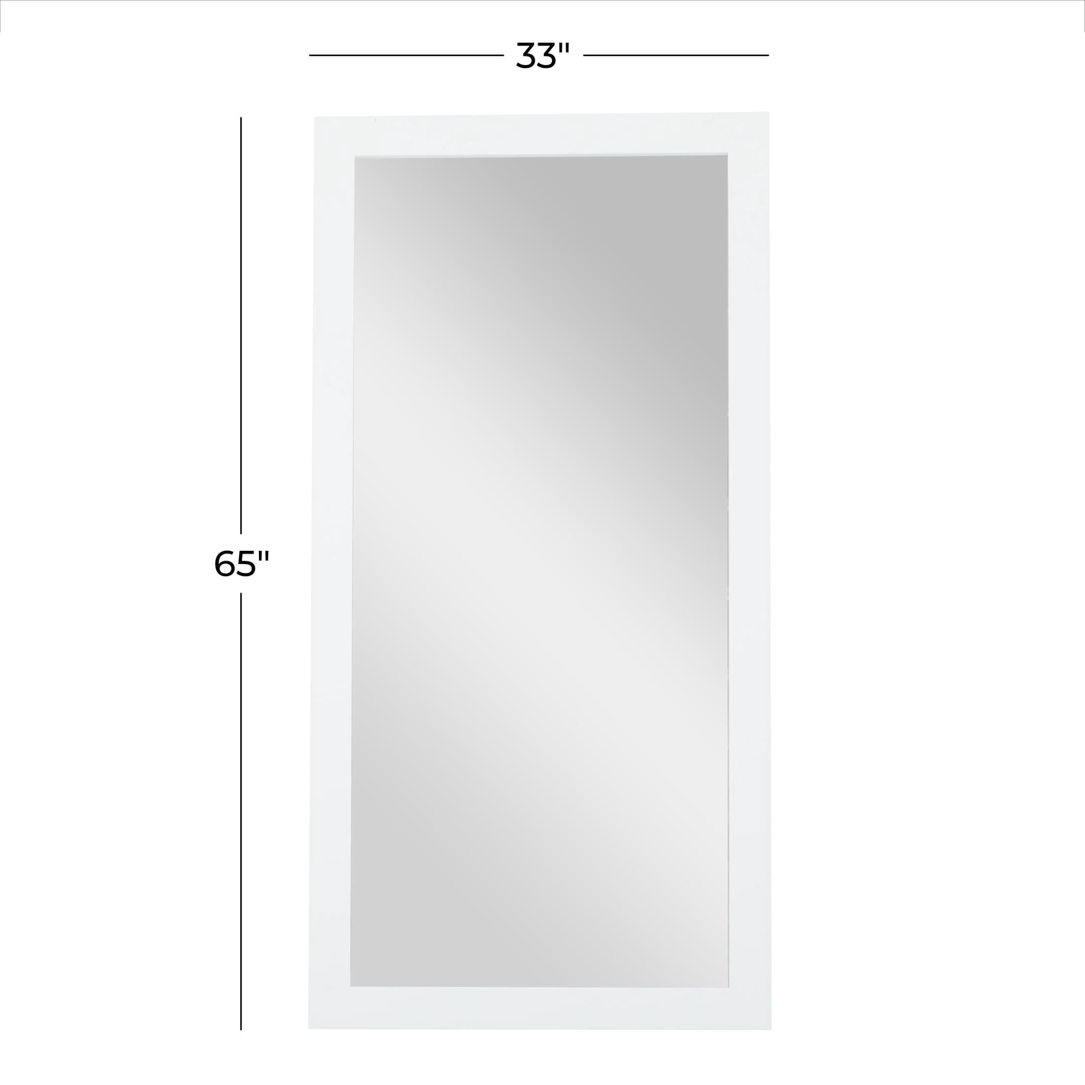 DecMode 33" x 65" White Wall Mirror