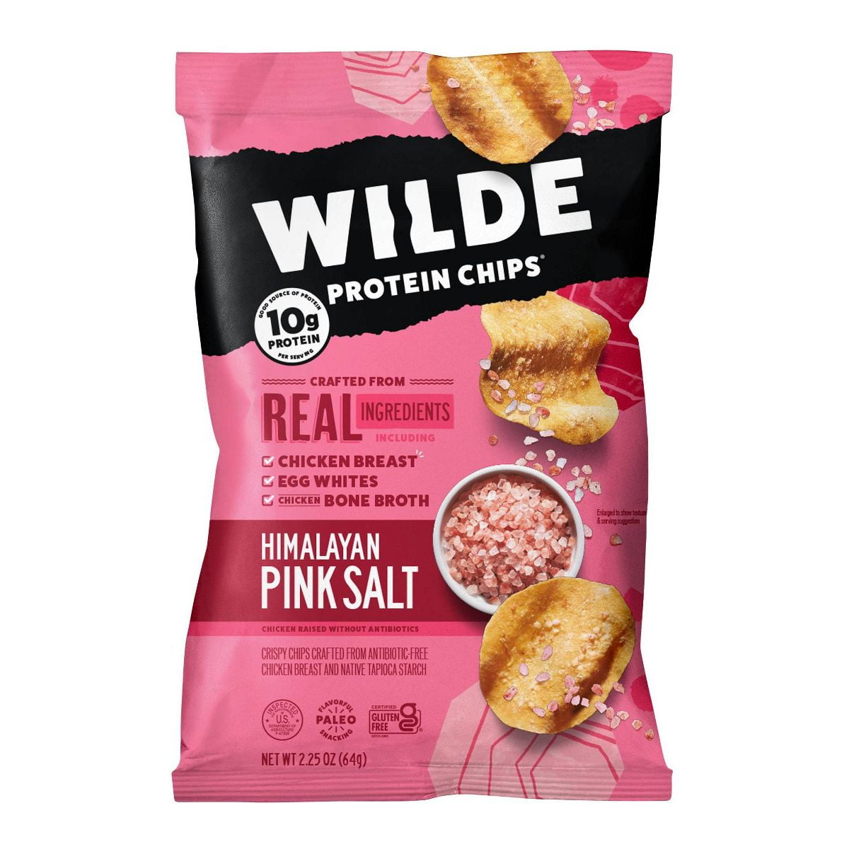 WILDE Keto-Friendly Protein Chips, Himalayan Pink Salt, 1.34