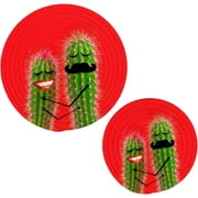 Cactus Couple Love Potholders Set Trivets Set 100% Pure Cotton Thread Weave Hot Pot Holders Set of 2, Modern Pop Art Stylish Coasters, Hot Pads, Hot Mats,Spoon Rest For Cooking and Baking