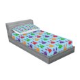 thumbnail image 2 of Ambesonne Cartoon Fitted Sheet & Pillow Sham Set, Crabs on Blue Backdrop, Twin, Multicolor, 2 of 2