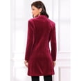 thumbnail image 3 of DARING DIVA Women's Velvet Lapel Double-Breasted Long Outerwear Winter Coats S Burgundy, 3 of 7