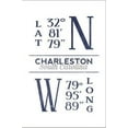thumbnail image 2 of Charleston, South Carolina  Latitude and Longitude Blue, World Culture Stretched Canvas Wall Art by Lantern Press Sold by Art.Com, 2 of 5