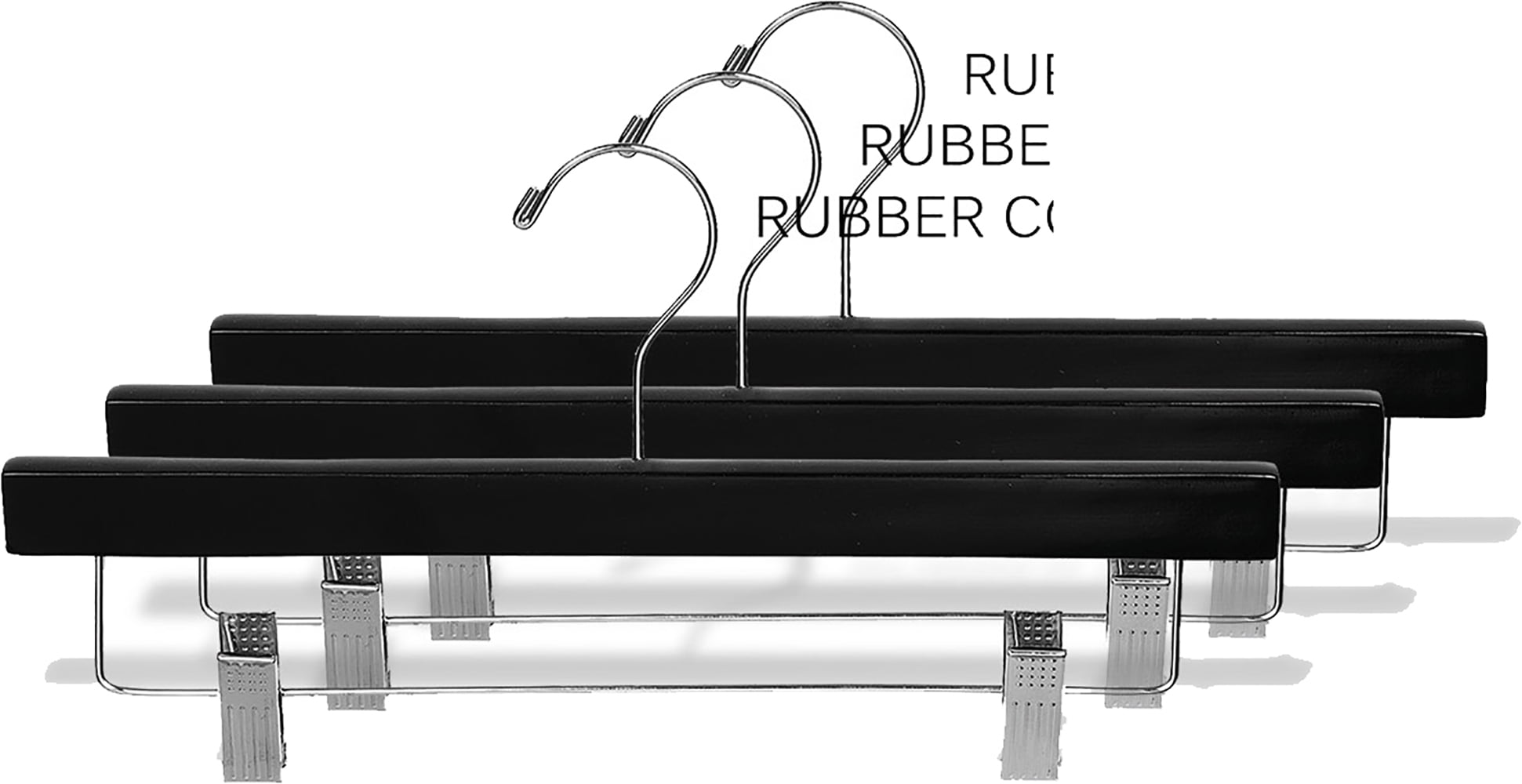 International Hanger Rubber Coated Black Wood Pant Hanger, 50 Pack