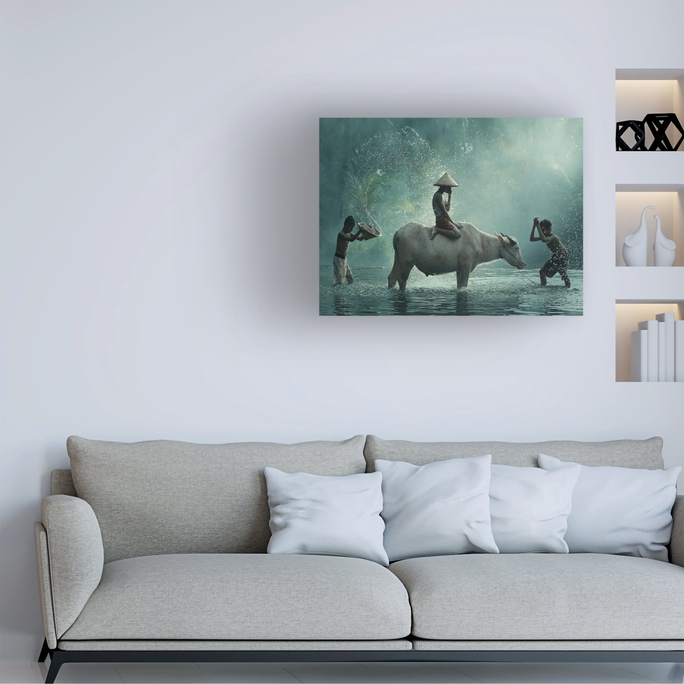 Trademark Fine Art Vichaya Water Buffalo Canvas Wall Art - 35x47