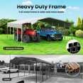 thumbnail image 3 of YOKWOK 20'x20' Heavy Duty Metal Carport, Reinforced Frame and Roof for All-Weather, Outdoor Galvanized Car Port with Enhanced Base for Car, Boats, Beige, 3 of 8
