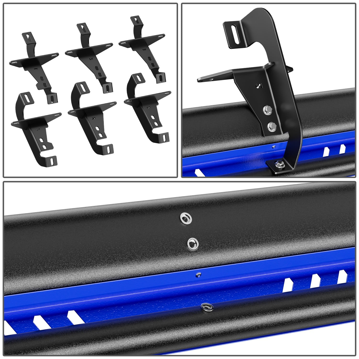 Nuvision for 18-24 Jeep Wrangler JL Side Nerf Bar Running Board W/Blue Dropped Step Plate