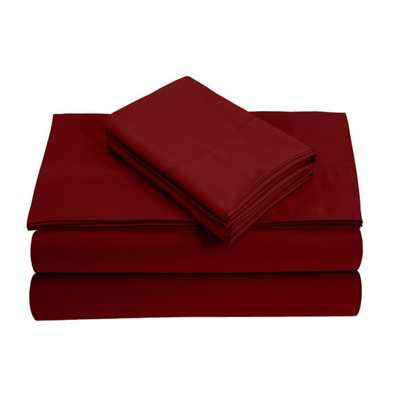 18" EXTRA DEEP POCKETS - 800-Thread Count 100% Egyptian Cotton Short Queen Sheet Set, 4PC (1 Flat, 1 Fitted, 2 Pillowcases) Long Staple Cotton, 800-TC Pure Cotton - Burgundy