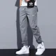 thumbnail image 5 of Pantalones cargo holgados y modernos con frunces, pantalones casuales recortados a la moda para hombres, tendencia juvenil de primavera y otoño, color sólido, 5 of 5