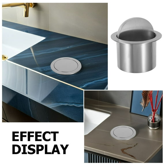 AURARMLET Countertop Recessed Wastebasket Cover Stainless Steel Built in Trash Can Lid for Kitchen and Bathroom