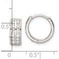 thumbnail image 4 of Sterling Silver Polished 2 Row Cz Hinged Hoop Earrings (13 X 13.53) Made In Thailand qe16294, 4 of 6