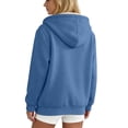 thumbnail image 4 of Lumtrix Women'S Sherpa Lined Full Zip Hoodie Warm Fleece Hooded Sweatshirt Casual Trendy Winter Thick Coat With Pocket Blue L, 4 of 9