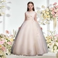 thumbnail image 2 of Miluxas Girl Lace Dress for Kids Wedding Pageant formal Party Long Gown Princess Maxi Tulle Dresses Beige 9-10 Years, 2 of 8