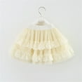 thumbnail image 4 of AJTQTH Girls Skirt Summer Elastic Waist Mesh Layered Lace Trim Fluffy Skirt Tiered Princess Skirt for Holiday Party Outfits Beige 9 Years, 4 of 9