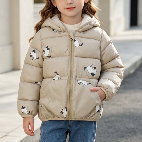 Zorckvet Girls' Windproof Hooded Outerwear Jackets for Toddler with Pockets