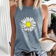 thumbnail image 2 of Women's Tank Tops Daisy Flower Print Casual Sleeveless Tees Crew Neck Basic Summer Workout Tanks (S, Gray), 2 of 3