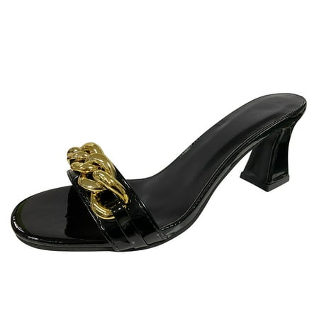 

HSMQHJWE Club Heels Dress Boots For Women Low Heel Knee High Ladies Fashion Solid Color Leather Chain Decorative Chunky High Heel Sandals High Heel Numbing