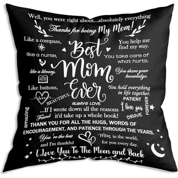 Best Mom Ever,Thank You for All The hugs, Words of Encouragement, and Patience Through The Years Throw Pillow Covers 18x18 inch Gifts for Mom from Daughter Son,Mom Gifts for Birthday