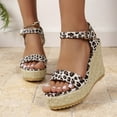 thumbnail image 4 of Viluyesy Womens Heeled Sandals, Ankle Strap Leopard Print Open Toe High Heels Slingback Shoes Brown, 4 of 7