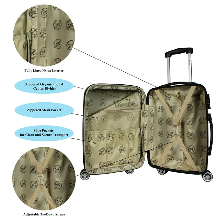 World Traveler Butterfly 2-Piece Hardside Carry-on Spinner Luggage Set (14  and 20)