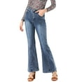 thumbnail image 5 of INSPIRE CHIC Women's Flare Vintage High Waist Stretch Long Pants Bell Button Jeans XS Blue, 5 of 6