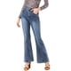 thumbnail image 5 of INSPIRE CHIC Pantalones de campana vintage de cintura alta elásticos para mujer, jeans de botón de campana, M azul, 5 of 6
