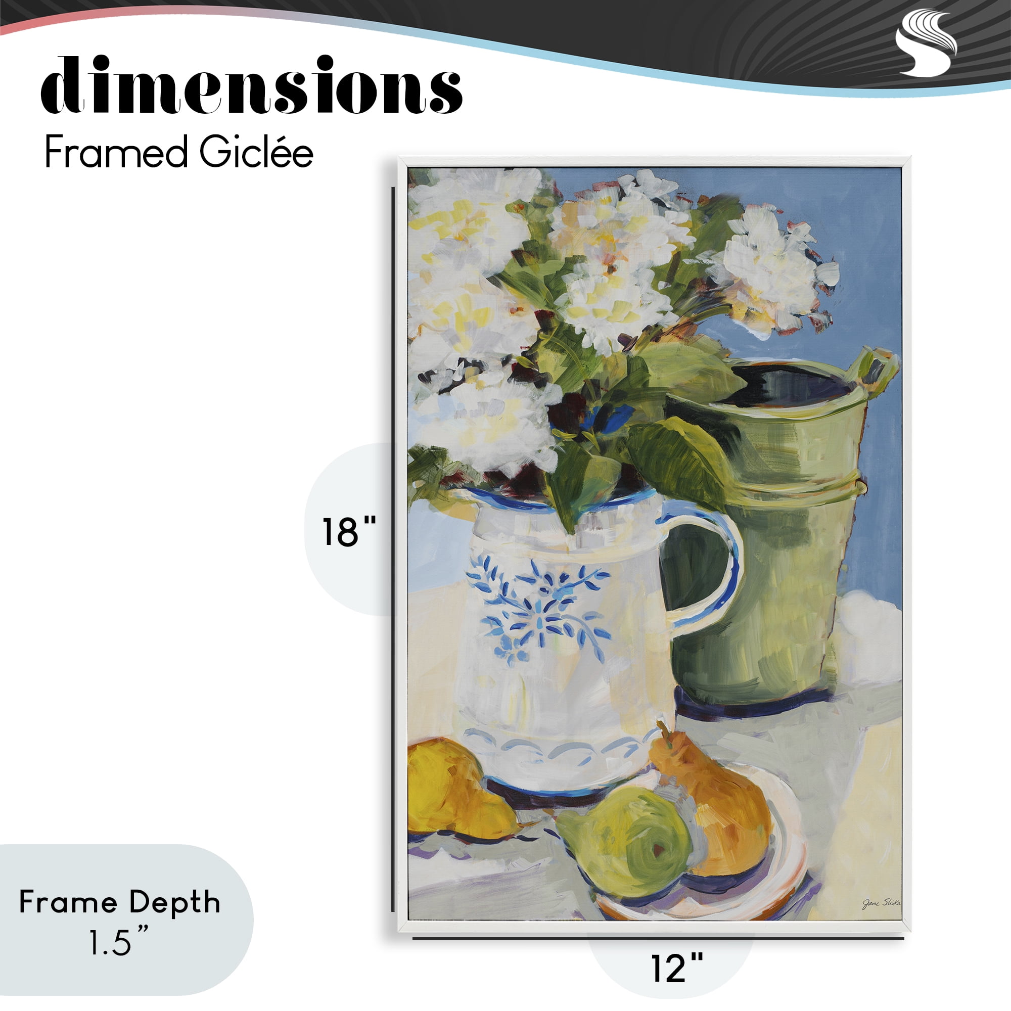 Stupell Industries Pitcher of Flowers Still Life White Framed Giclee Art, design by Jane Slivka
